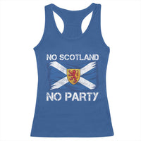 No Scotland No Party Saltire Flag Lion Rampant Crest Racerback Tank Top Game Day Soccer Fans Football Tournament