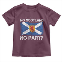 No Scotland No Party Saltire Flag Lion Rampant Crest Toddler T Shirt Game Day Soccer Fans Football Tournament