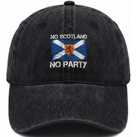 No Scotland No Party Saltire Flag Lion Rampant Crest Washed Cotton Baseball Cap Game Day Soccer Fans Football Tournament