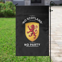 No Scotland No Party Gold Heraldic Shield Red Lion Rampant Garden Flag Game Day Soccer Fans Football Tournament