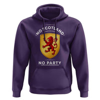 No Scotland No Party Gold Heraldic Shield Red Lion Rampant Hoodie Game Day Soccer Fans Football Tournament