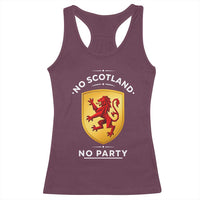 No Scotland No Party Gold Heraldic Shield Red Lion Rampant Racerback Tank Top Game Day Soccer Fans Football Tournament