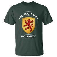 No Scotland No Party Gold Heraldic Shield Red Lion Rampant T Shirt Game Day Soccer Fans Football Tournament