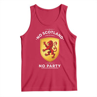 No Scotland No Party Gold Heraldic Shield Red Lion Rampant Tank Top Game Day Soccer Fans Football Tournament