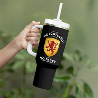 No Scotland No Party Gold Heraldic Shield Red Lion Rampant Tumbler With Handle Game Day Soccer Fans Football Tournament