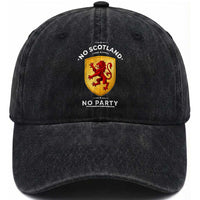 No Scotland No Party Gold Heraldic Shield Red Lion Rampant Washed Cotton Baseball Cap Game Day Soccer Fans Football Tournament