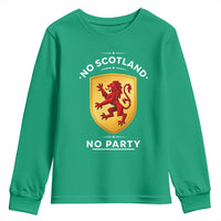 No Scotland No Party Gold Heraldic Shield Red Lion Rampant Youth Sweatshirt Game Day Soccer Fans Football Tournament