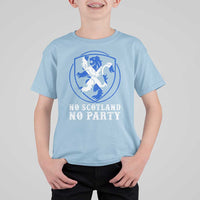 No Scotland No Party Distressed Shield Saltire Cross T Shirt For Kid Vintage Football Fans Game Day