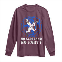No Scotland No Party Distressed Shield Saltire Cross Long Sleeve Shirt Vintage Football Fans Game Day