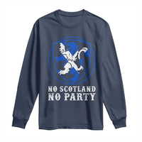 No Scotland No Party Distressed Shield Saltire Cross Long Sleeve Shirt Vintage Football Fans Game Day