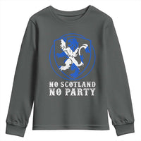 No Scotland No Party Distressed Shield Saltire Cross Youth Sweatshirt Vintage Football Fans Game Day