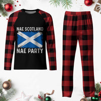 Nae Scotland Nae Party Saltire Flag Plaid Pajama Set Vintage Scottish Accent Soccer Fans Football Tournament