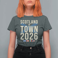 Scotland in Town 2026 Football Fans T Shirt For Women Soccer Tournament North American Sports Lovers