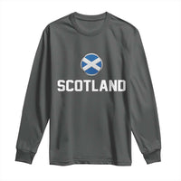 Scotland Round Saltire Flag Emblem Long Sleeve Shirt Classic Varsity Typography Sports Fans