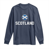 Scotland Round Saltire Flag Emblem Long Sleeve Shirt Classic Varsity Typography Sports Fans