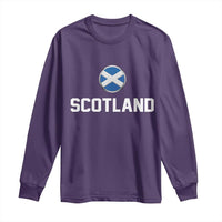 Scotland Round Saltire Flag Emblem Long Sleeve Shirt Classic Varsity Typography Sports Fans