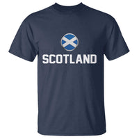 Scotland Round Saltire Flag Emblem T Shirt Classic Varsity Typography Sports Fans