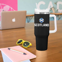 Scotland Round Saltire Flag Emblem Tumbler With Handle Classic Varsity Typography Sports Fans