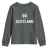 Scotland Round Saltire Flag Emblem Youth Sweatshirt Classic Varsity Typography Sports Fans