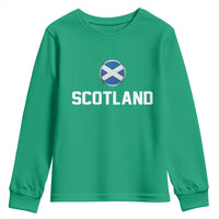 Scotland Round Saltire Flag Emblem Youth Sweatshirt Classic Varsity Typography Sports Fans