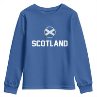 Scotland Round Saltire Flag Emblem Youth Sweatshirt Classic Varsity Typography Sports Fans