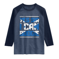 Funny Scottish Anthem Fan Saltire Flag Raglan Shirt Yes Sir I Can Boogie Sports Style Scotland Football Supporters
