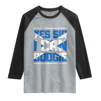 Funny Scottish Anthem Fan Saltire Flag Raglan Shirt Yes Sir I Can Boogie Sports Style Scotland Football Supporters