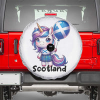Cute Unicorn Wearing Tartan Kilt Holding Saltire Flag Graphic Spare Tire Cover
