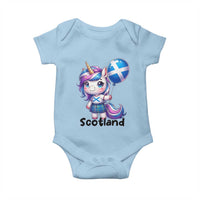 Cute Unicorn Wearing Tartan Kilt Holding Saltire Flag Graphic Baby Onesie