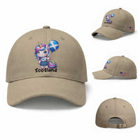 Cute Unicorn Wearing Tartan Kilt Holding Saltire Flag Graphic Baseball Cap