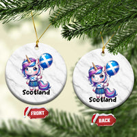 Cute Unicorn Wearing Tartan Kilt Holding Saltire Flag Graphic Ceramic Ornament