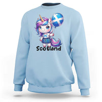 Cute Unicorn Wearing Tartan Kilt Holding Saltire Flag Graphic Sweatshirt