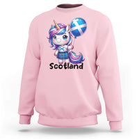 Cute Unicorn Wearing Tartan Kilt Holding Saltire Flag Graphic Sweatshirt