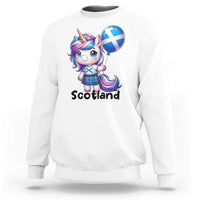 Cute Unicorn Wearing Tartan Kilt Holding Saltire Flag Graphic Sweatshirt