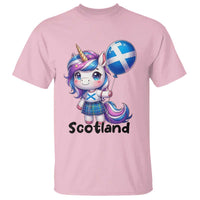 Cute Unicorn Wearing Tartan Kilt Holding Saltire Flag Graphic T Shirt