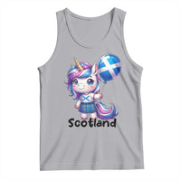 Cute Unicorn Wearing Tartan Kilt Holding Saltire Flag Graphic Tank Top