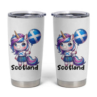 Cute Unicorn Wearing Tartan Kilt Holding Saltire Flag Graphic Tumbler Cup