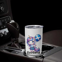 Cute Unicorn Wearing Tartan Kilt Holding Saltire Flag Graphic Tumbler Cup