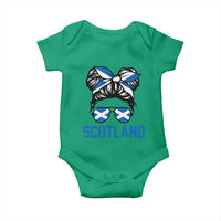 Scotland Messy Bun Hair Saltire Flag Ribbon Bow Baby Onesie Scottish Pride for Girls Women