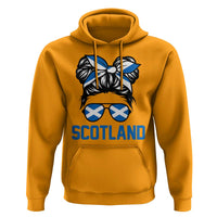 Scotland Messy Bun Hair Saltire Flag Ribbon Bow Hoodie Scottish Pride for Girls Women