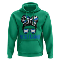 Scotland Messy Bun Hair Saltire Flag Ribbon Bow Hoodie Scottish Pride for Girls Women