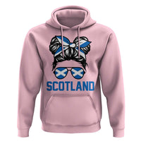 Scotland Messy Bun Hair Saltire Flag Ribbon Bow Hoodie Scottish Pride for Girls Women