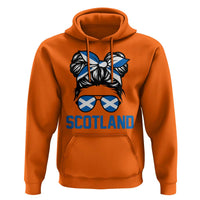 Scotland Messy Bun Hair Saltire Flag Ribbon Bow Hoodie Scottish Pride for Girls Women