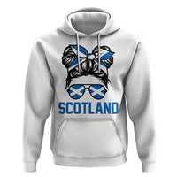 Scotland Messy Bun Hair Saltire Flag Ribbon Bow Hoodie Scottish Pride for Girls Women