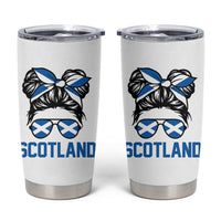 Scotland Messy Bun Hair Saltire Flag Ribbon Bow Tumbler Cup Scottish Pride for Girls Women