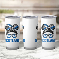Scotland Messy Bun Hair Saltire Flag Ribbon Bow Tumbler Cup Scottish Pride for Girls Women