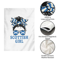 Scottish Girl Messy Bun Hair Saltire Flag Ribbon Bow Garden Flag Scotland Pride for Girls Women