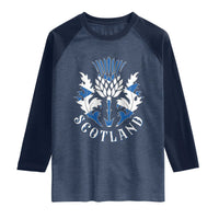 Scotland Thistle Floral Emblem Raglan Shirt Stylized Gothic Heraldry Scottish Heritage Pride