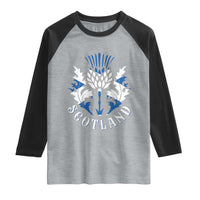 Scotland Thistle Floral Emblem Raglan Shirt Stylized Gothic Heraldry Scottish Heritage Pride