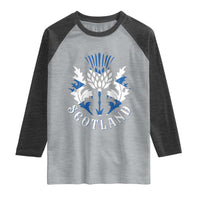 Scotland Thistle Floral Emblem Raglan Shirt Stylized Gothic Heraldry Scottish Heritage Pride